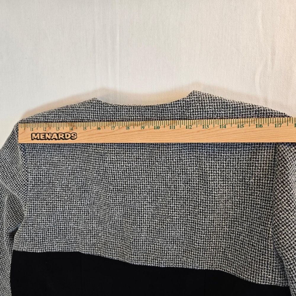 Dressbarn Woman 16W Black White Houndstooth Zipper Blazer Collarless Jacket - Picture 7 of 8